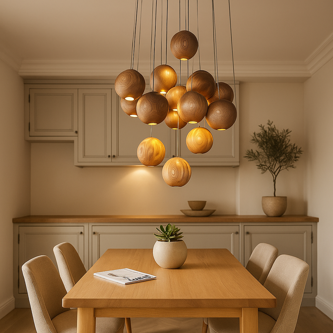 Spherical Wooden Pendant Lamp | Indoor Use