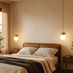 Glass, Wood, and Iron Ceiling Lamp | Scandinavian Style