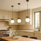 Glass, Wood, and Iron Ceiling Lamp | Scandinavian Style