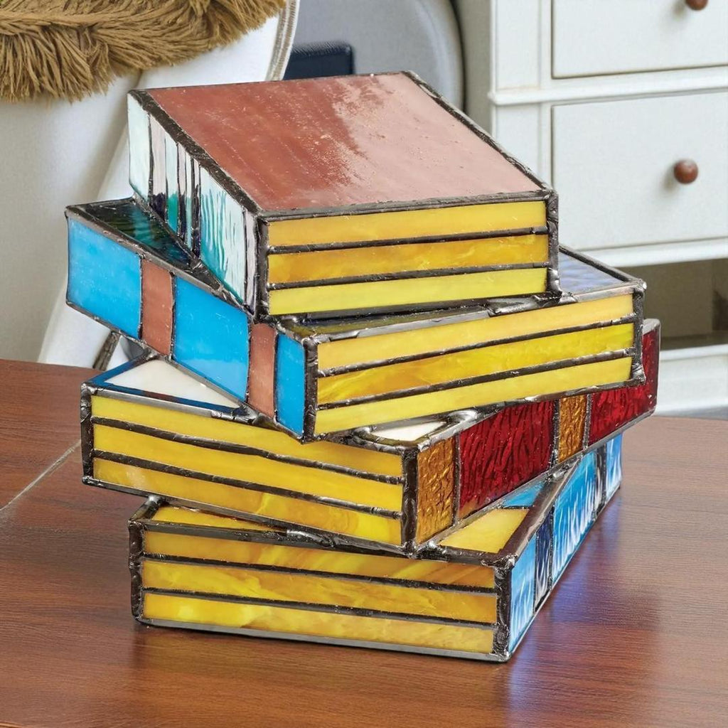 Lámpara En Forma De Libro De Vidrio De Color | Artística