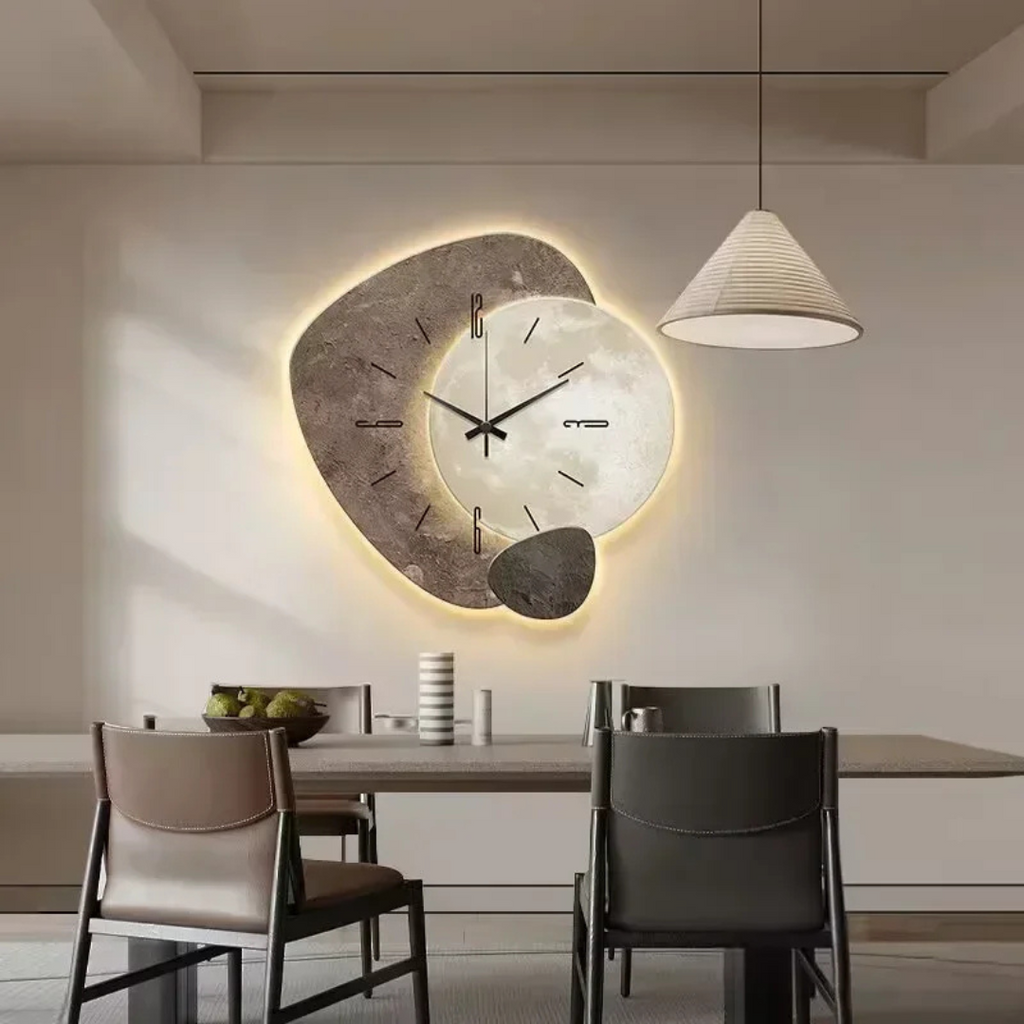 Orologio da Parete LunaWood – Eleganza Naturale con Morbido Bagliore a LED