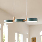 Moderne skandinavische Deckenpendelleuchte aus Metall und Holz | Mehrere Lichtquellen