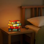 Lámpara En Forma De Libro De Vidrio De Color | Artística