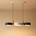 Moderne skandinavische Deckenpendelleuchte aus Metall und Holz | Mehrere Lichtquellen