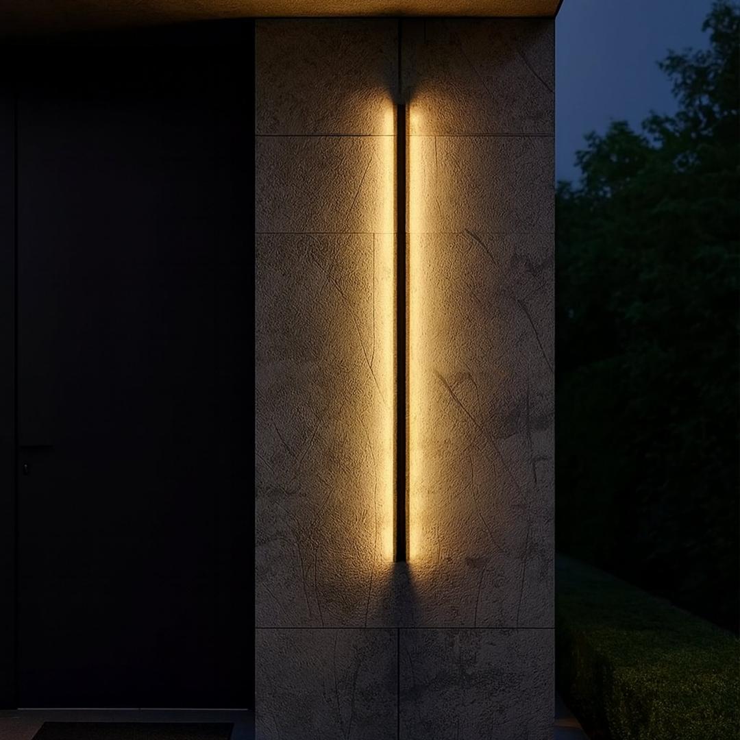 Lámpara de Pared Contemporánea de Diseño Vertical de Metal y Acrílico con Acabado Negro | Exterior