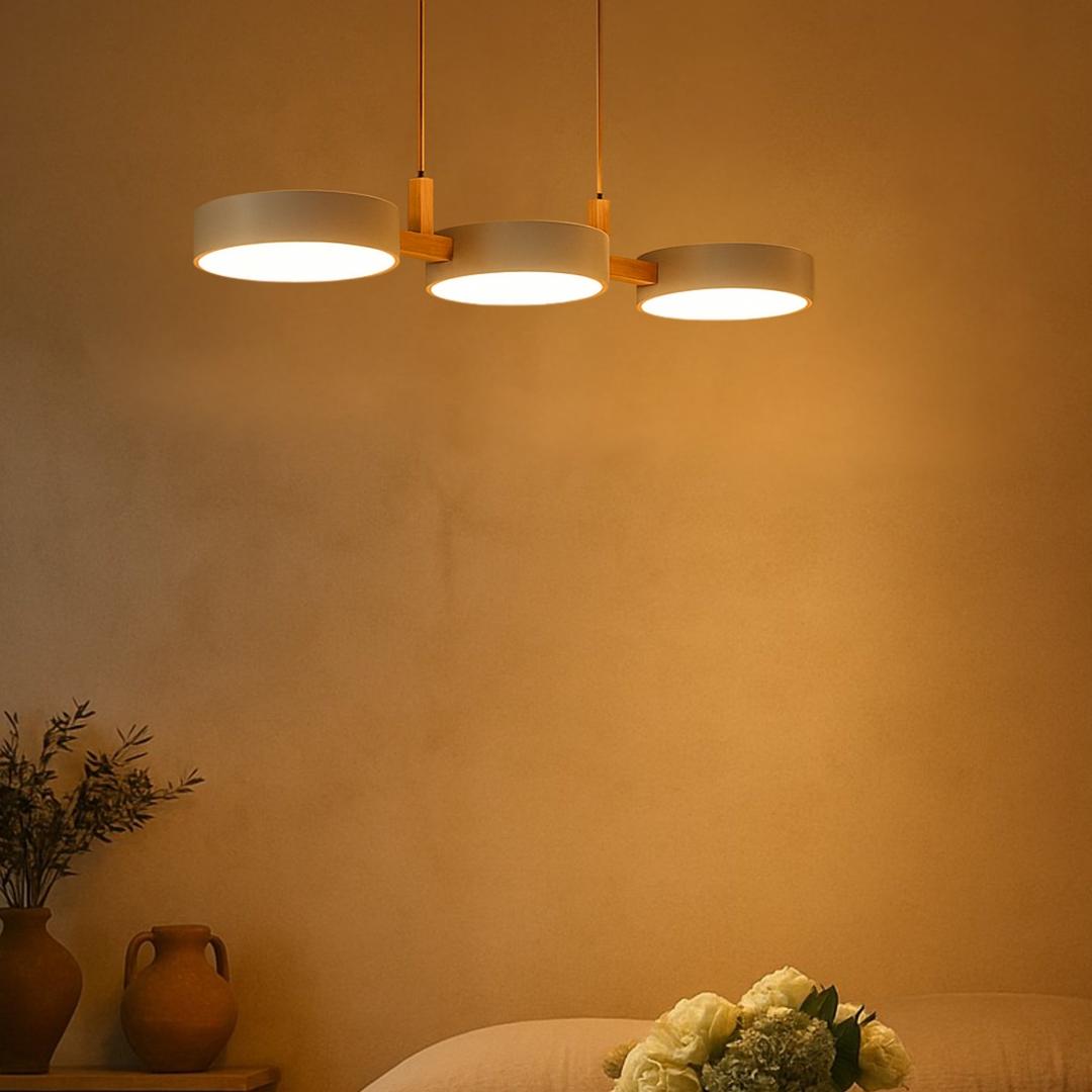 Lampada a Sospensione da Soffitto Scandinava Moderna in Metallo e Legno | Molteplici Fonti di Luce