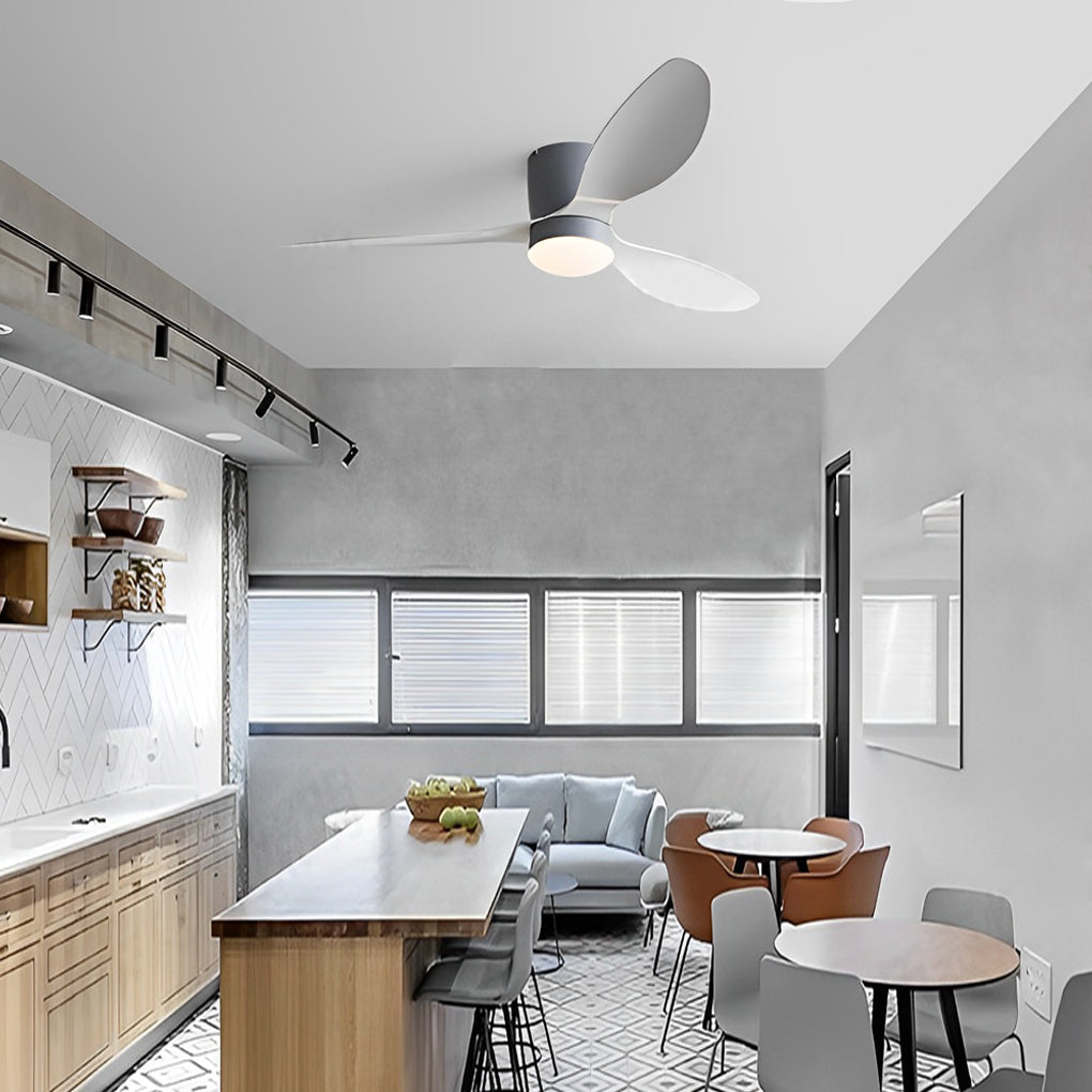 Ventilador de Techo Moderno de 52 Pulgadas con 3 Aspas, Iluminación LED Ajustable y Control Remoto