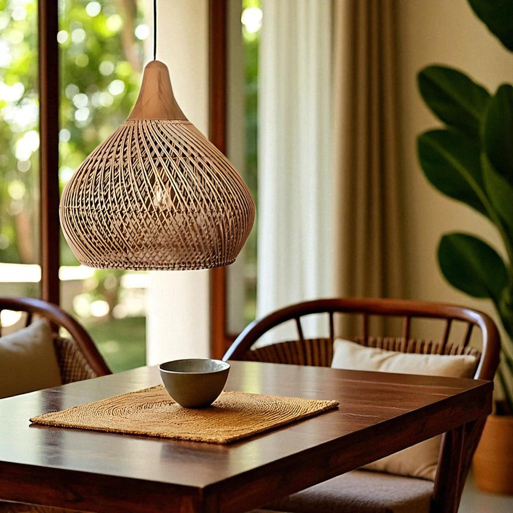 Lámpara Colgante de Ratán Escandinavo | Estética Boho