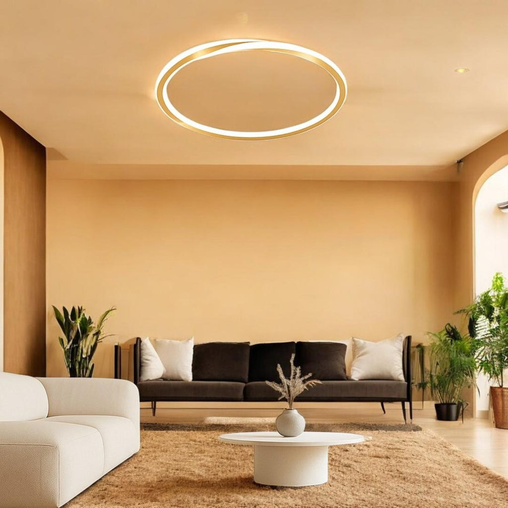 Lámpara de Techo LED Redonda de Hierro y Acrílico | Para Dormitorio