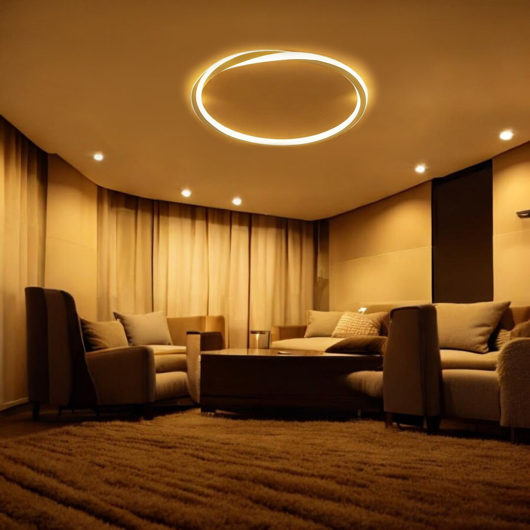 Lámpara de Techo LED Redonda de Hierro y Acrílico | Para Dormitorio