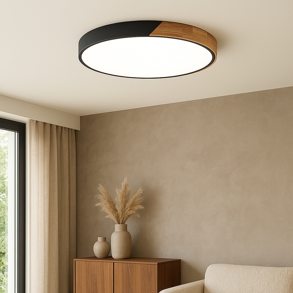 Nordic Wooden Ceiling Lamp | Round Shape