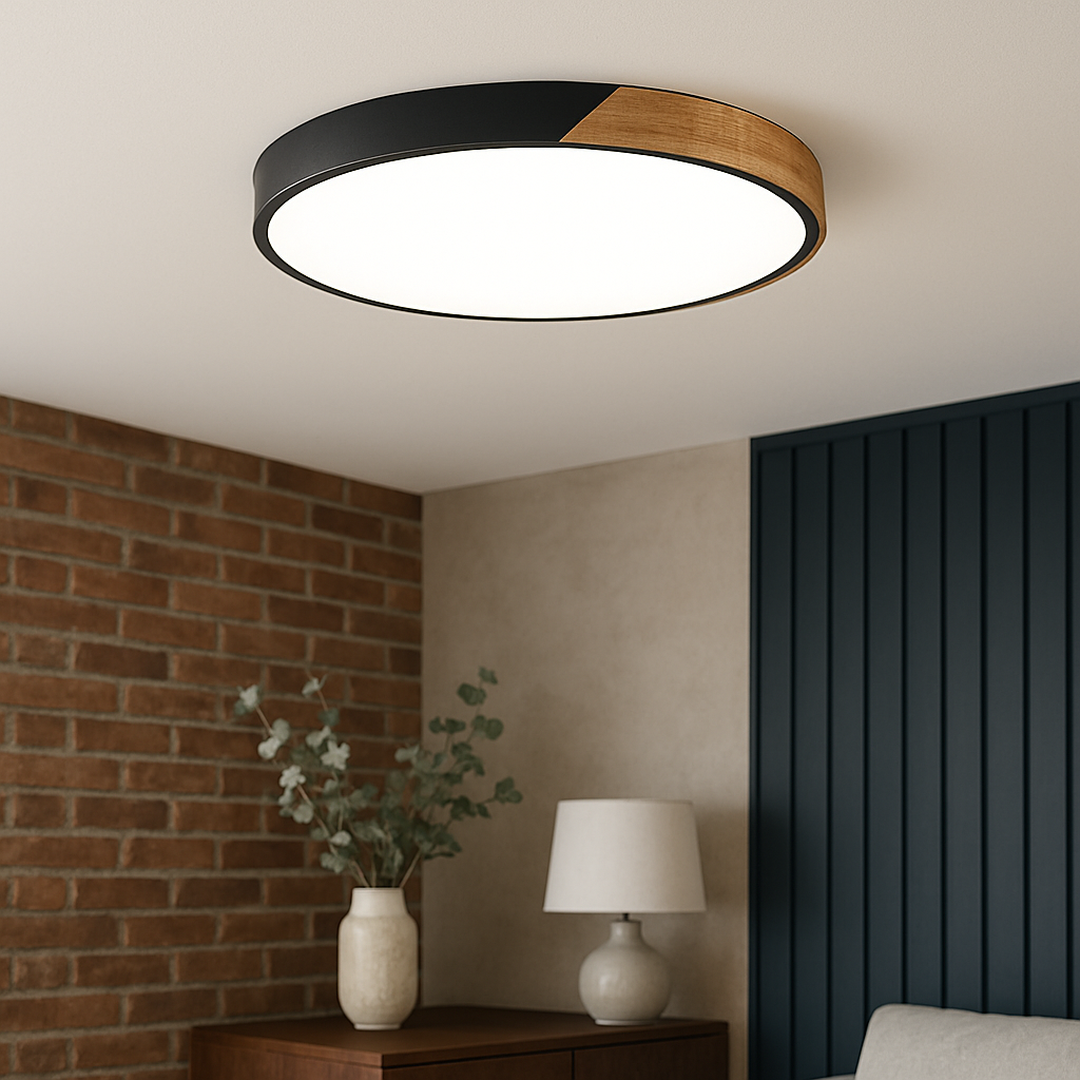 Nordic Wooden Ceiling Lamp | Round Shape