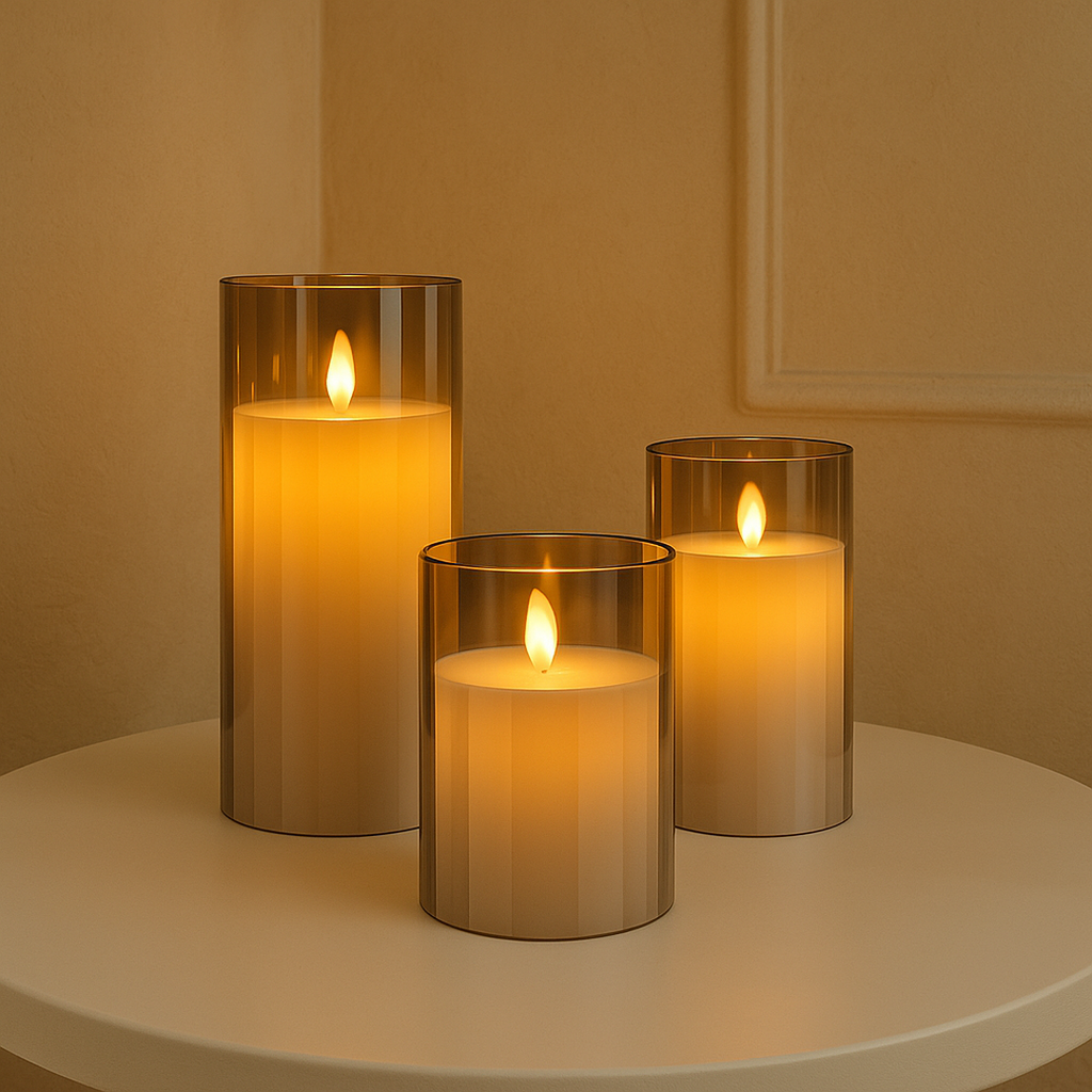 Velas De Cera Con Cubierta De Vidrio | Juego De Tres