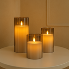 Velas De Cera Con Cubierta De Vidrio | Juego De Tres