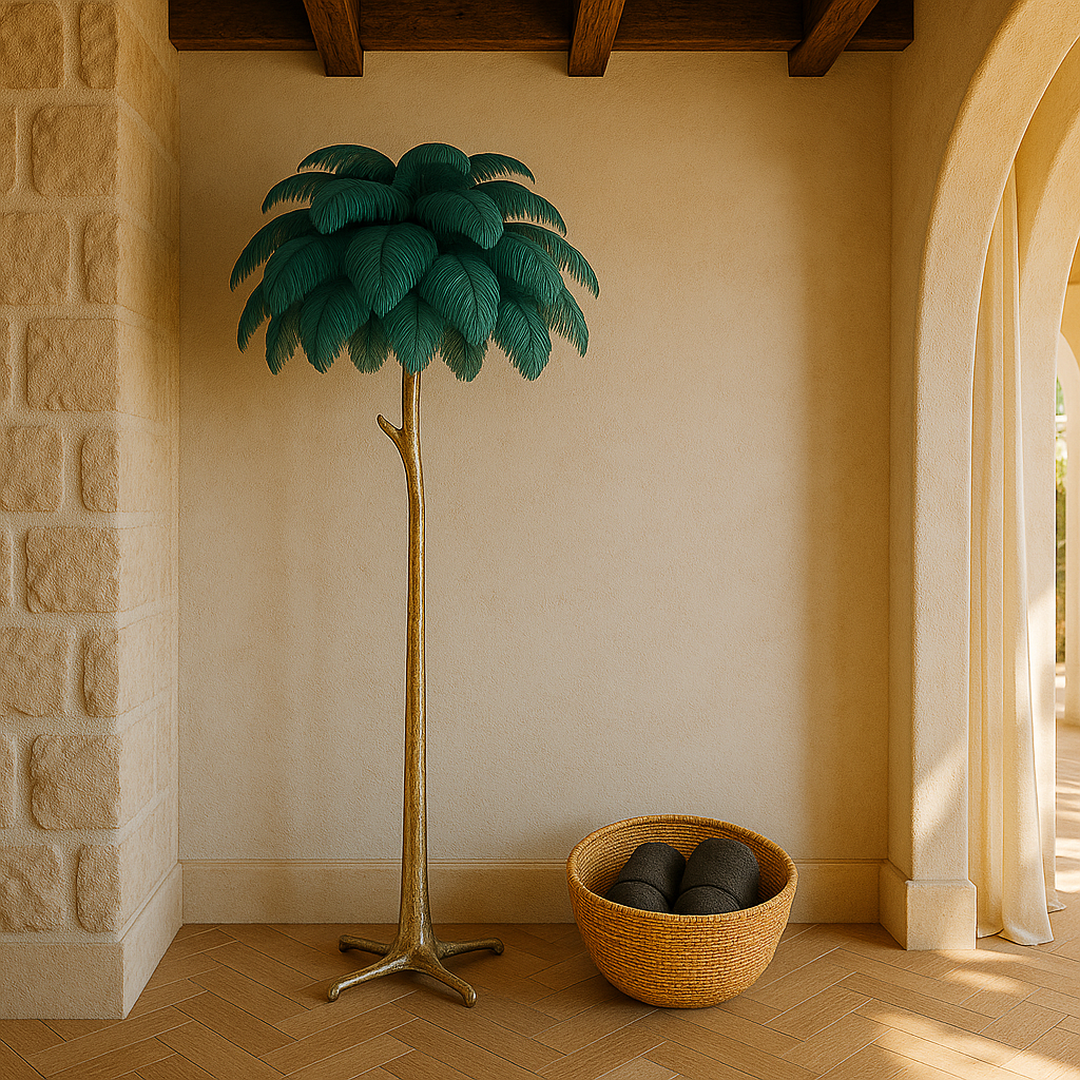 Lámpara De Pie Para Hogar Con Plumas | Diseño De Avestruz