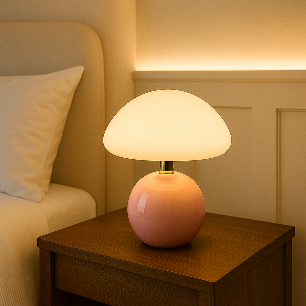 Lámpara De Mesa Crema Estilo Hongo Para Hogar | Estilo Francés