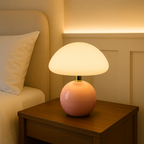 Lámpara De Mesa Crema Estilo Hongo Para Hogar | Estilo Francés