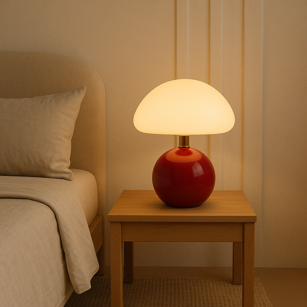 Lámpara De Mesa Crema Estilo Hongo Para Hogar | Estilo Francés