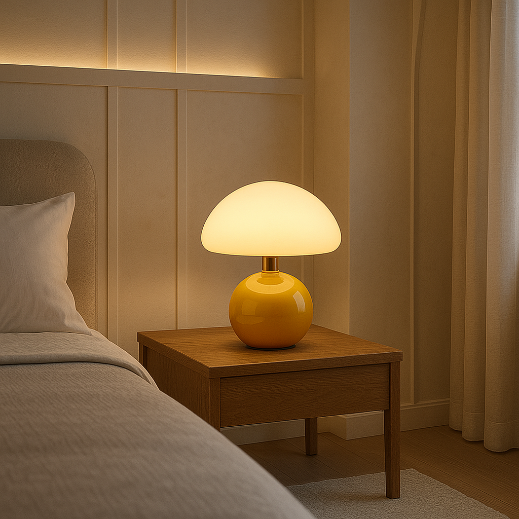 Lámpara De Mesa Crema Estilo Hongo Para Hogar | Estilo Francés