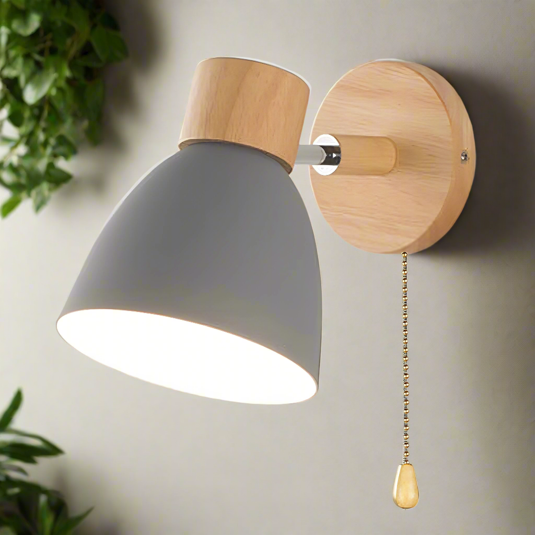 Nordic Hanging Wall Lamp | Wooden Switch