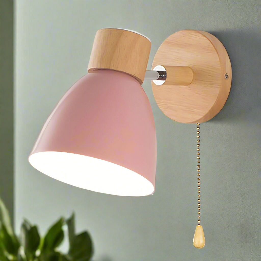 Nordic Hanging Wall Lamp | Wooden Switch