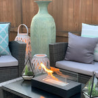 Chimenea de Mesa Rectangular de Bioetanol | Base de Acero Negra