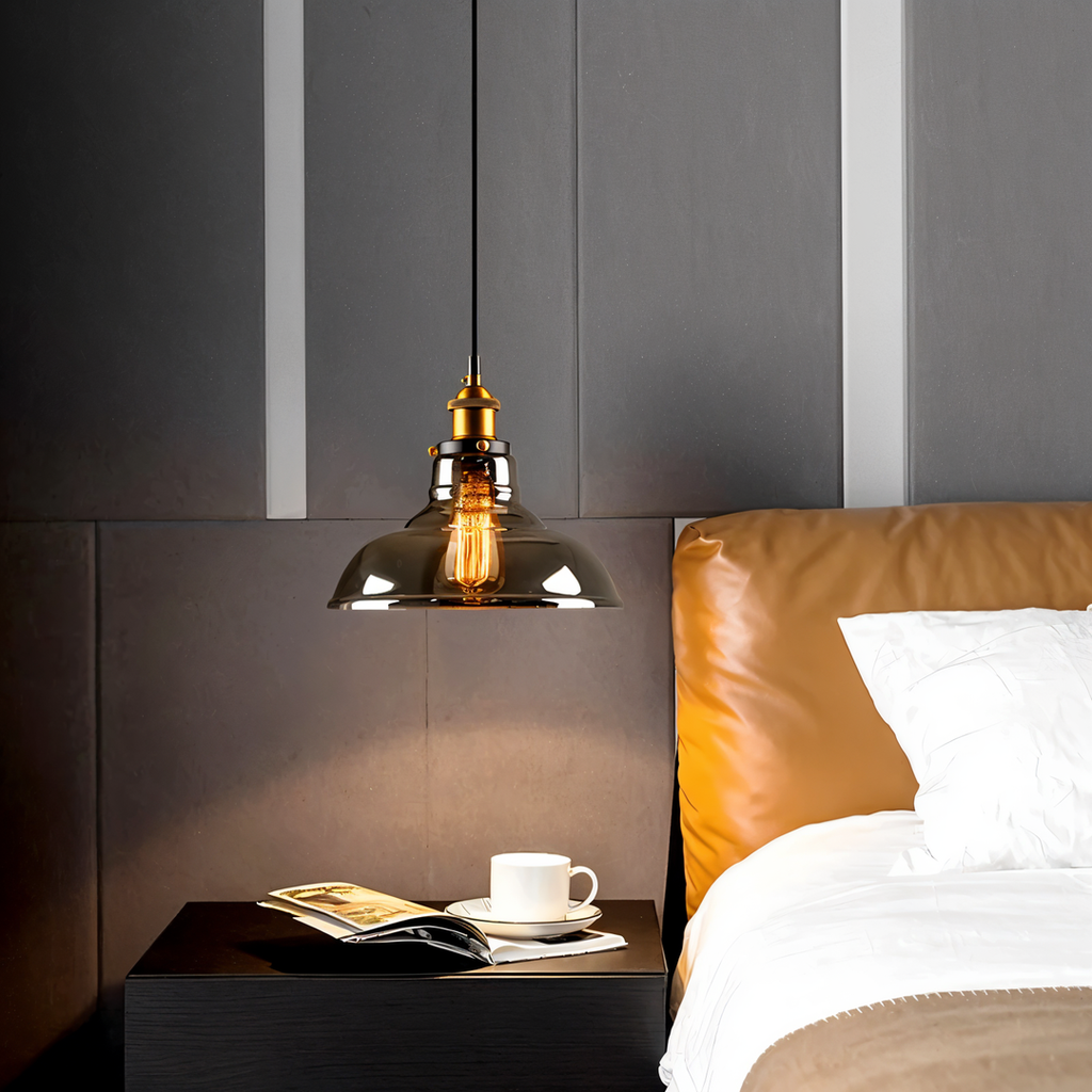 Lámpara Colgante de Vidrio Ahumado | Estilo Vintage