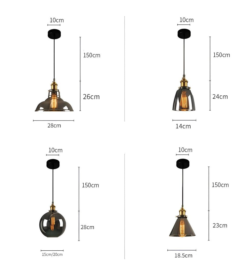 Lámpara Colgante de Vidrio Ahumado | Estilo Vintage
