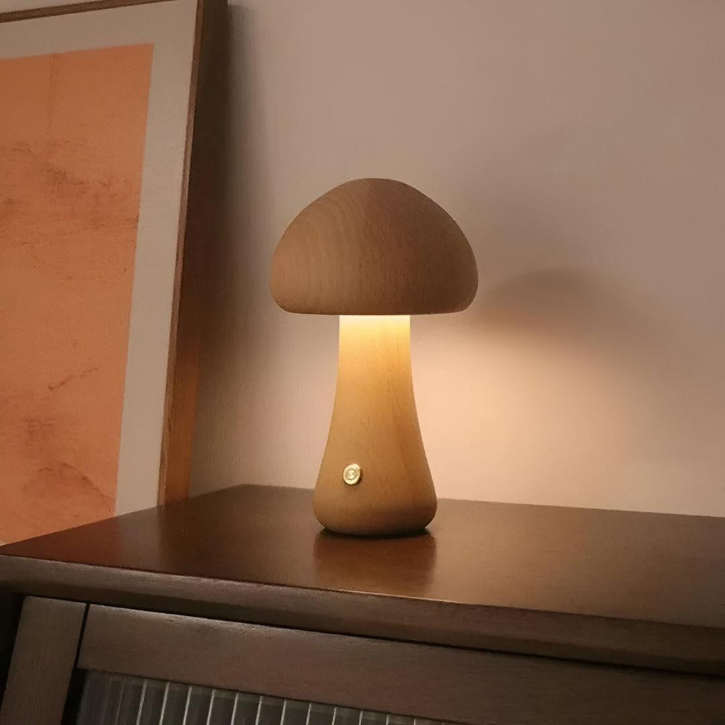 Lámpara de Mesa LED de Madera | Control Táctil