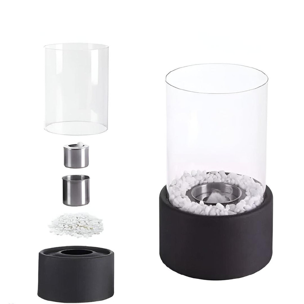 Chimenea de Mesa Elegante con Base de Metal Negra | Estética Moderna