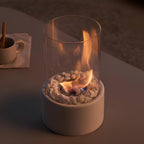 Chimenea de Mesa Elegante con Base de Metal Negra | Estética Moderna