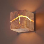 Aplique De Pared De Madera En Forma De Cubo | Encanto Rústico