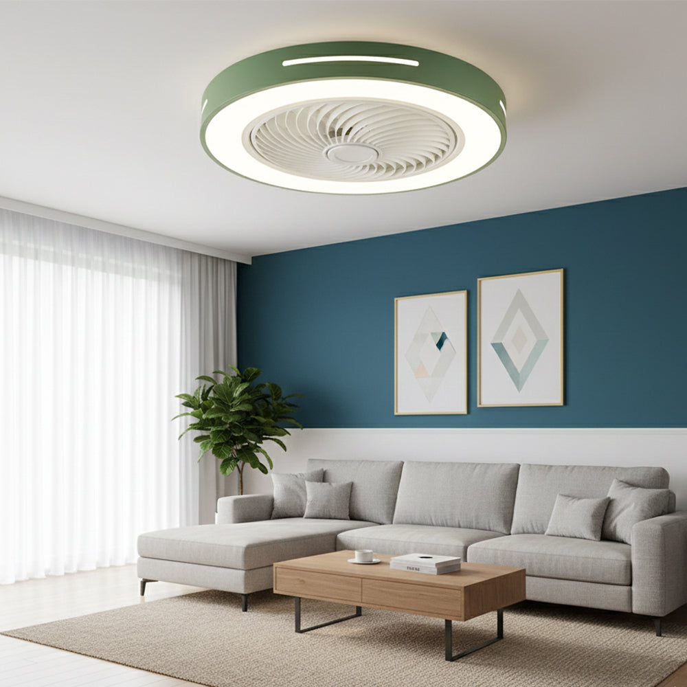 Moderner Deckenventilator mit runder Leuchte und Umkehrfunktion