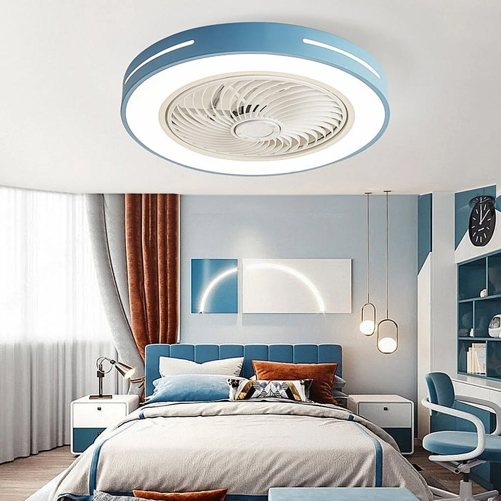 Moderner Deckenventilator mit runder Leuchte und Umkehrfunktion