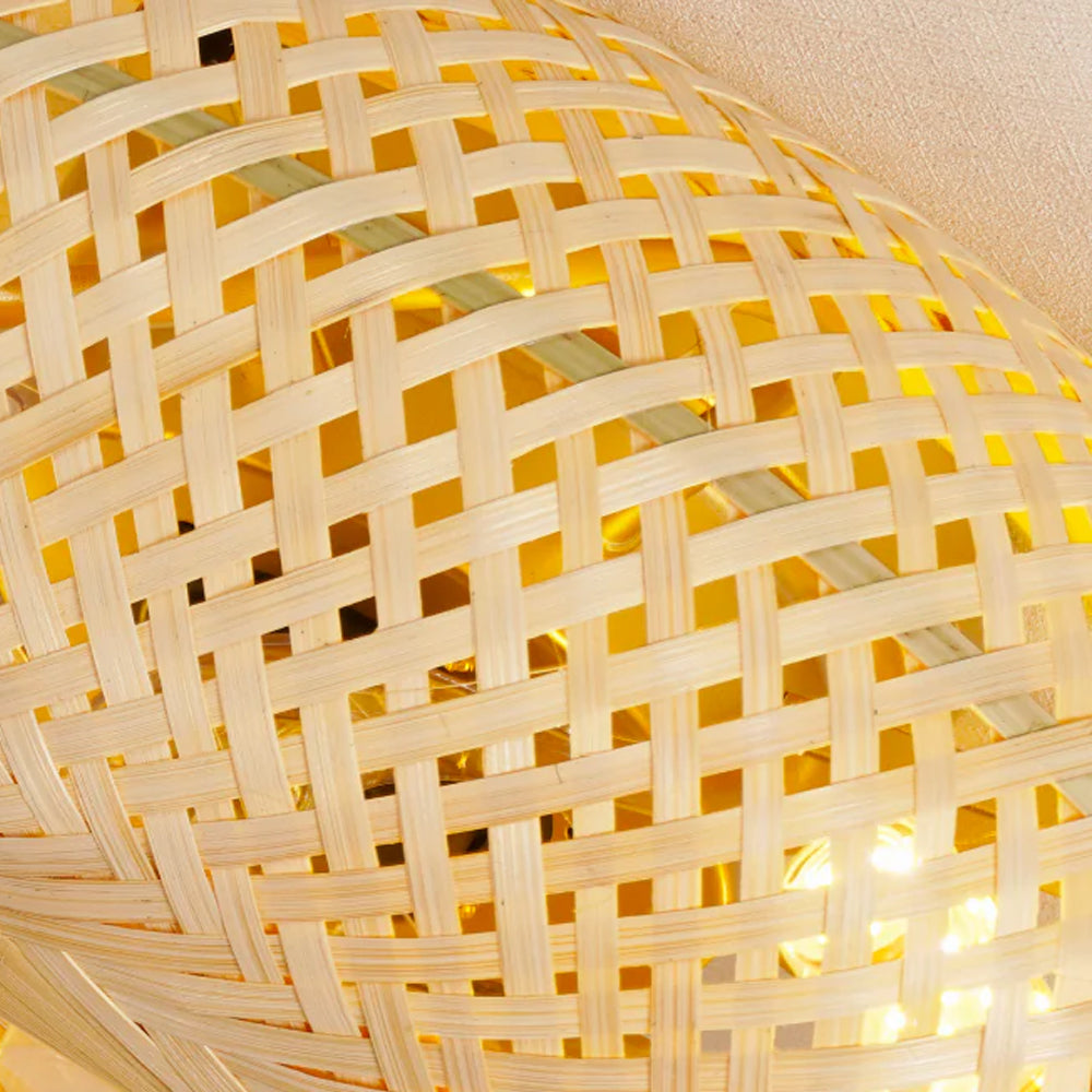 Deckenleuchte mit Ventilator und Bambuskäfig-Design