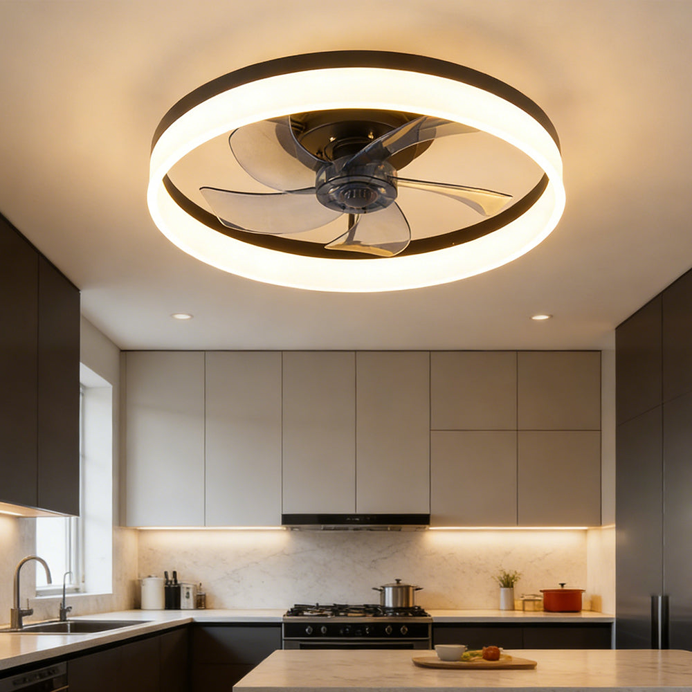 Ventilatore da Soffitto LED Minimalista a Basso Profilo con Illuminazione Moderna