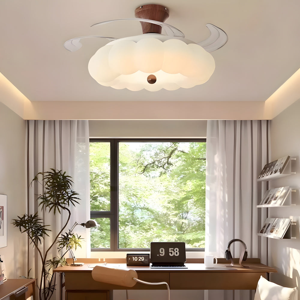 Ventilador de Techo LED con Diseño Moderno y Contorno de Pétalo