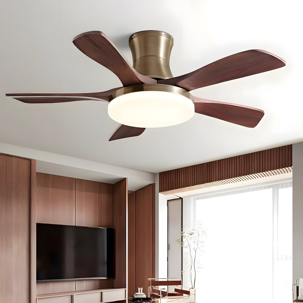 Ventilador de Techo Moderno de Bajo Perfil con Luz LED de Acrílico