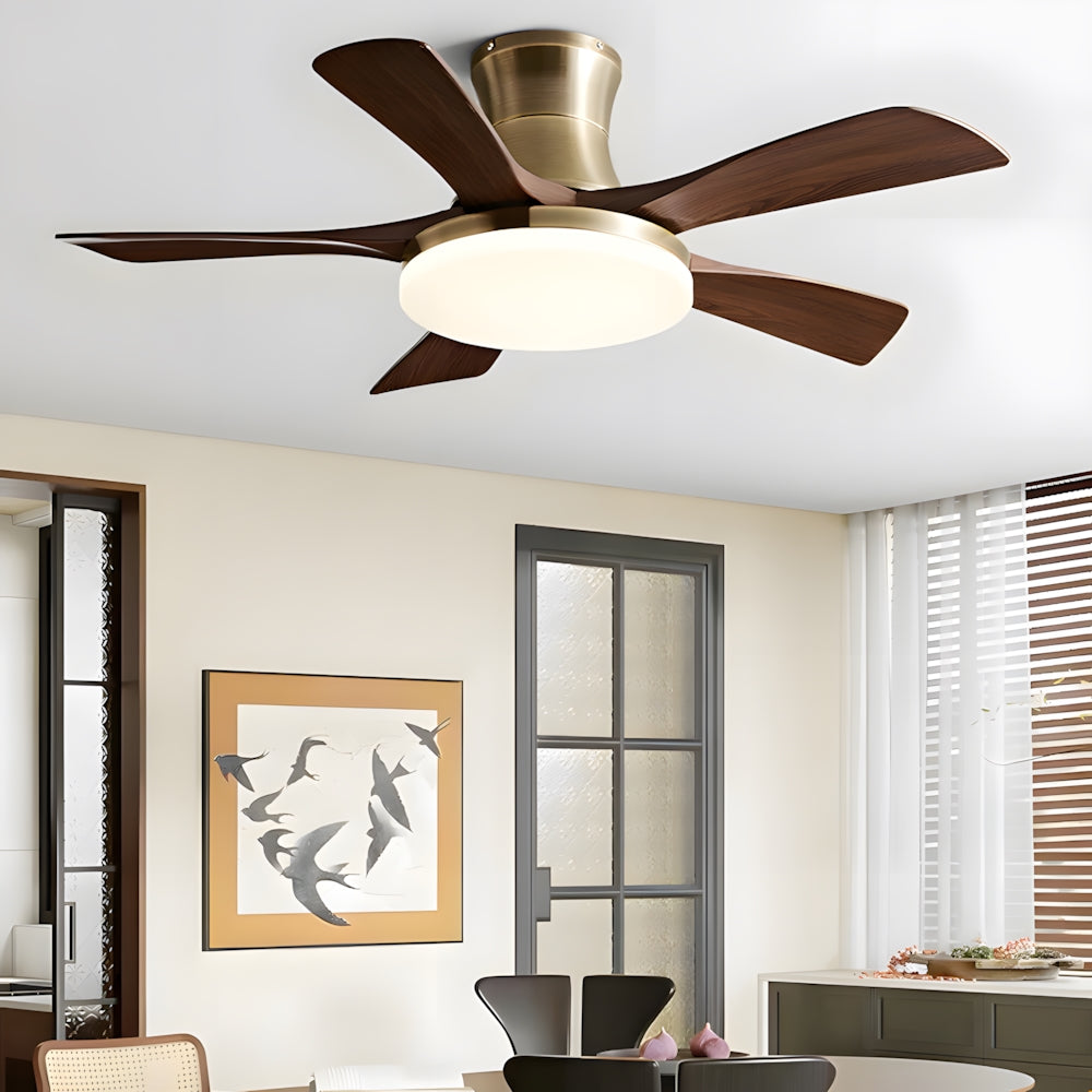 Ventilador de Techo Moderno de Bajo Perfil con Luz LED de Acrílico