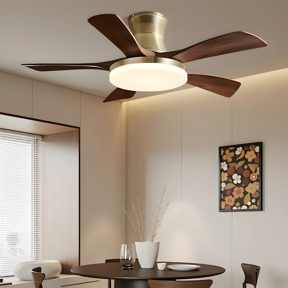 Ventilador de Techo Moderno de Bajo Perfil con Luz LED de Acrílico