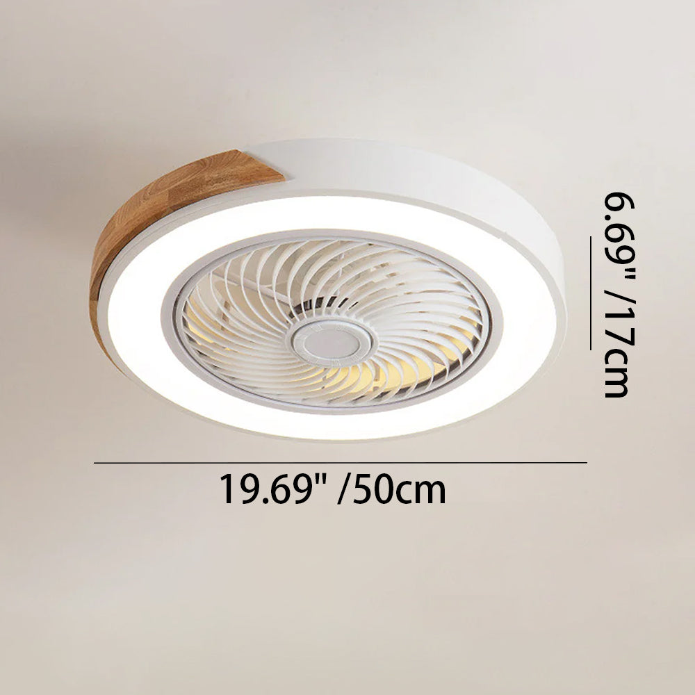 Circular wooden ceiling fan Nordic style with LED lighting