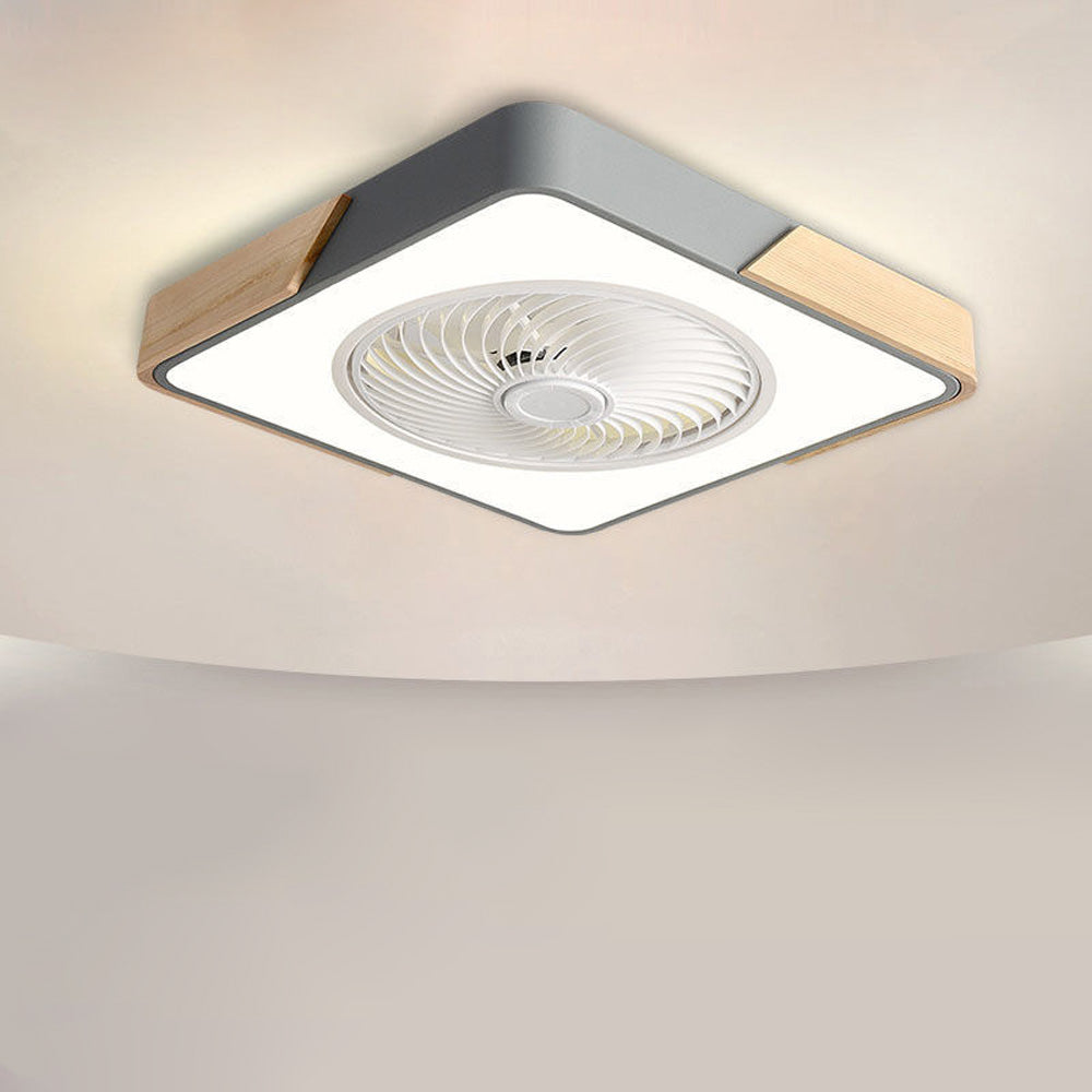 Circular wooden ceiling fan Nordic style with LED lighting