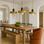 Lampada da Soffitto Sospesa con Tre Paralumi in Vetro | Portalampada G9