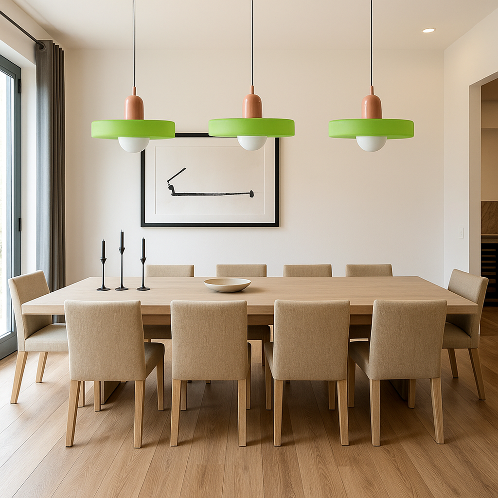 Lampada da Soffitto Sospesa con Tre Paralumi in Vetro | Portalampada G9