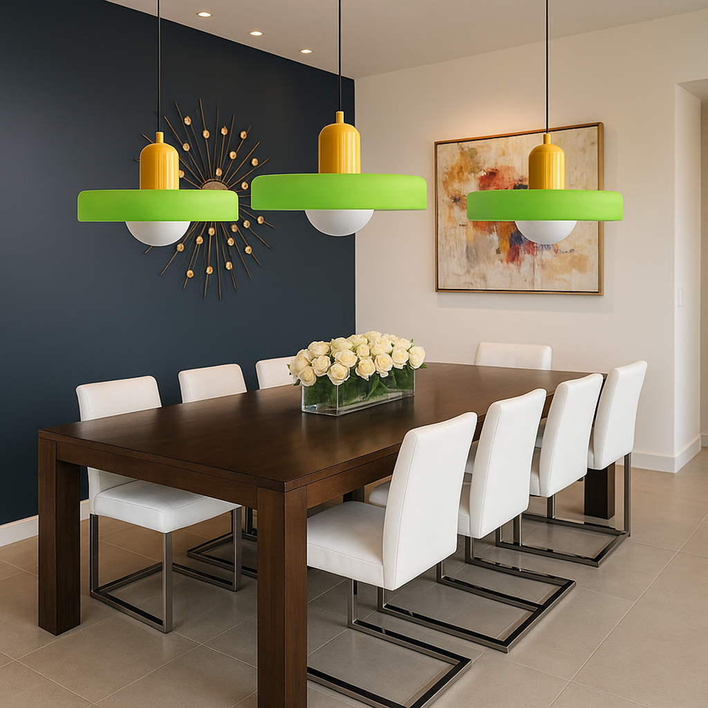 Lampada da Soffitto Sospesa con Tre Paralumi in Vetro | Portalampada G9