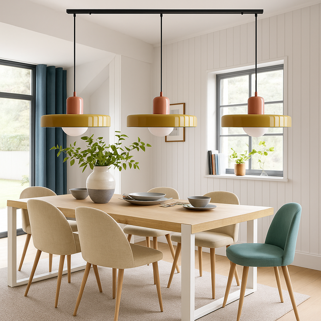 Lampada da Soffitto Sospesa con Tre Paralumi in Vetro | Portalampada G9