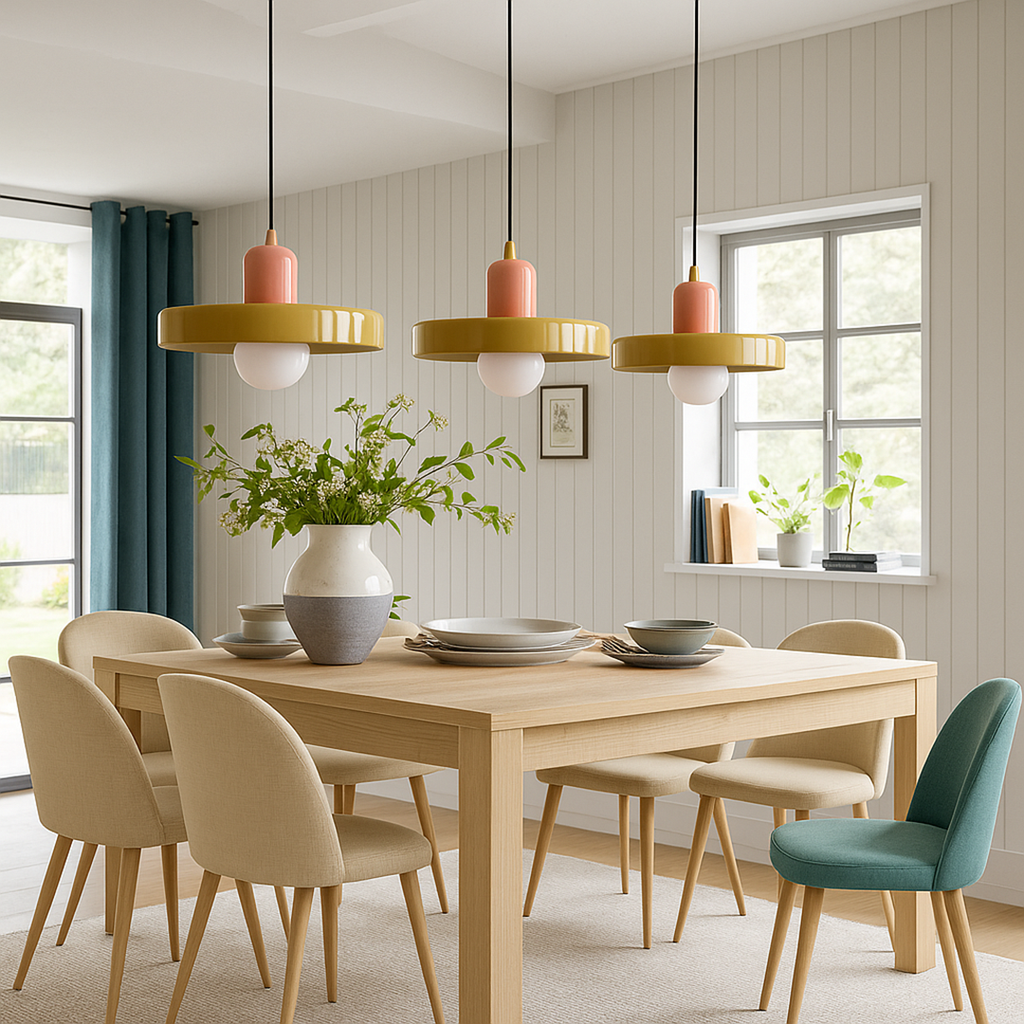 Lampada da Soffitto Sospesa con Tre Paralumi in Vetro | Portalampada G9