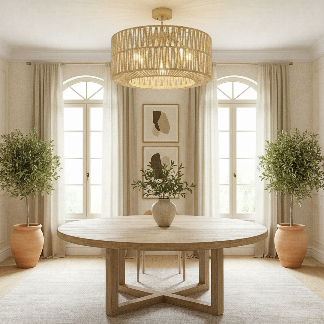 Lámpara De Techo Boho De Ratán | Casquillo E27