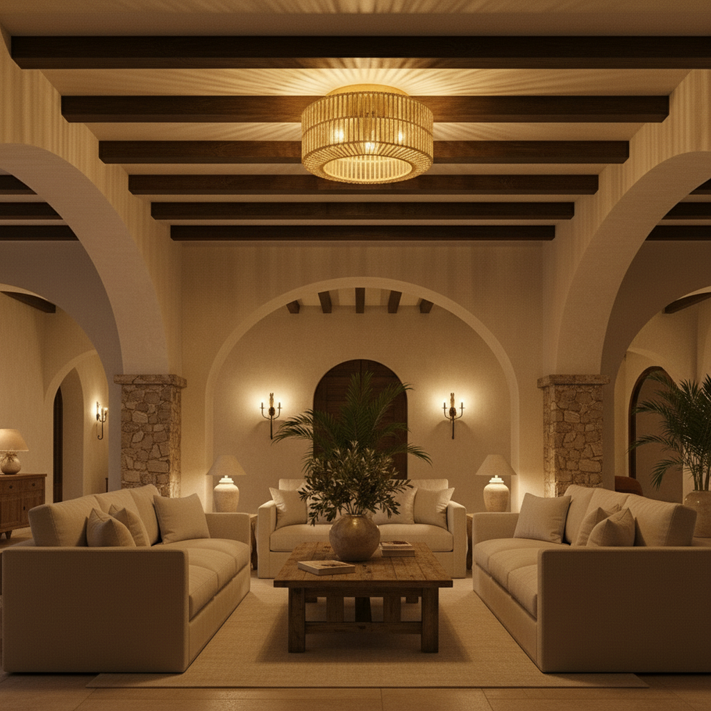 Lámpara De Techo Boho De Ratán | Casquillo E27