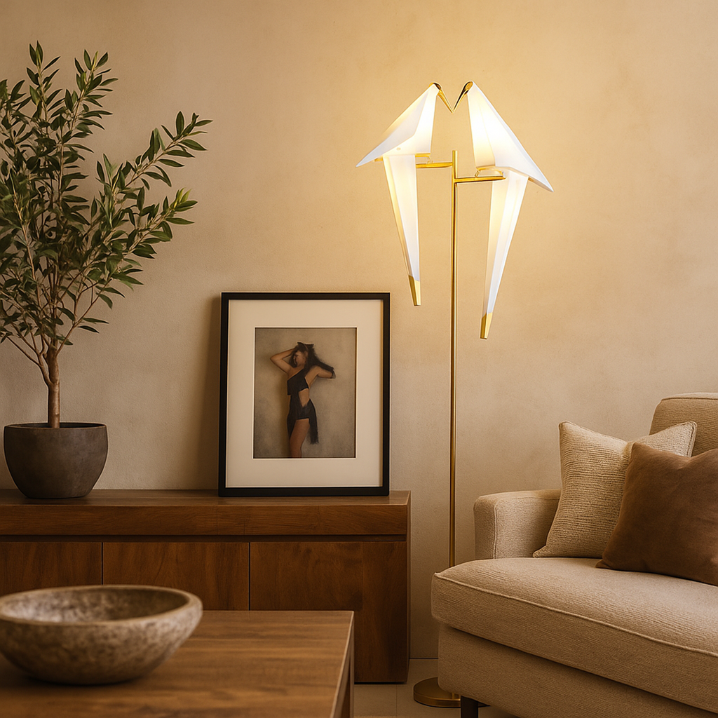 Magnetic Floor Lamp with Bird Figure | Indoor Decoration